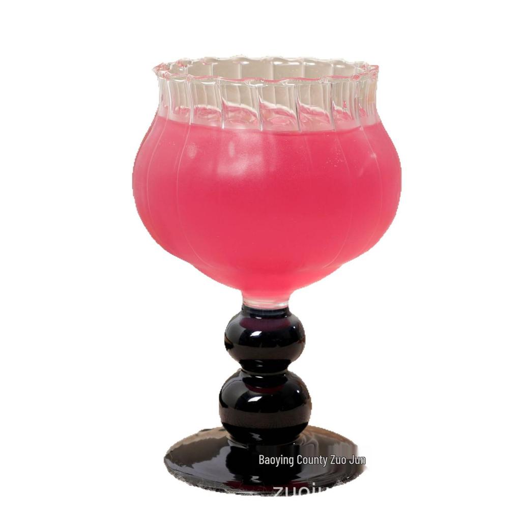 Vintage Black Glass Goblet: Elegant Retro Red Wine & Juice Cup
