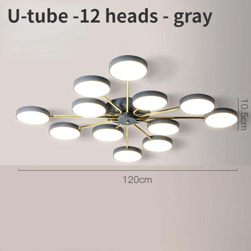 

Современные светодиодные потолочные светильники, разветвленные люстры для гостиной, потолочные светильники, спальни и кухни, внутреннее освещение 12 headlights серый