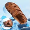 First layer cowhide sandals men's bag head summer wear casual beach shoes men's non-slip soft-soled hollow men's slippers