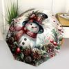 1 Stück Weihnachts-Schneemann-Kranz mit Stechpalmenbeeren und Tannenzapfen, Automatisches Öffnungs- und Schließschirm, Tragbares 3-fach faltbares Design, 8-Speichen-Eisenrahmen Außen-Regenschirm,