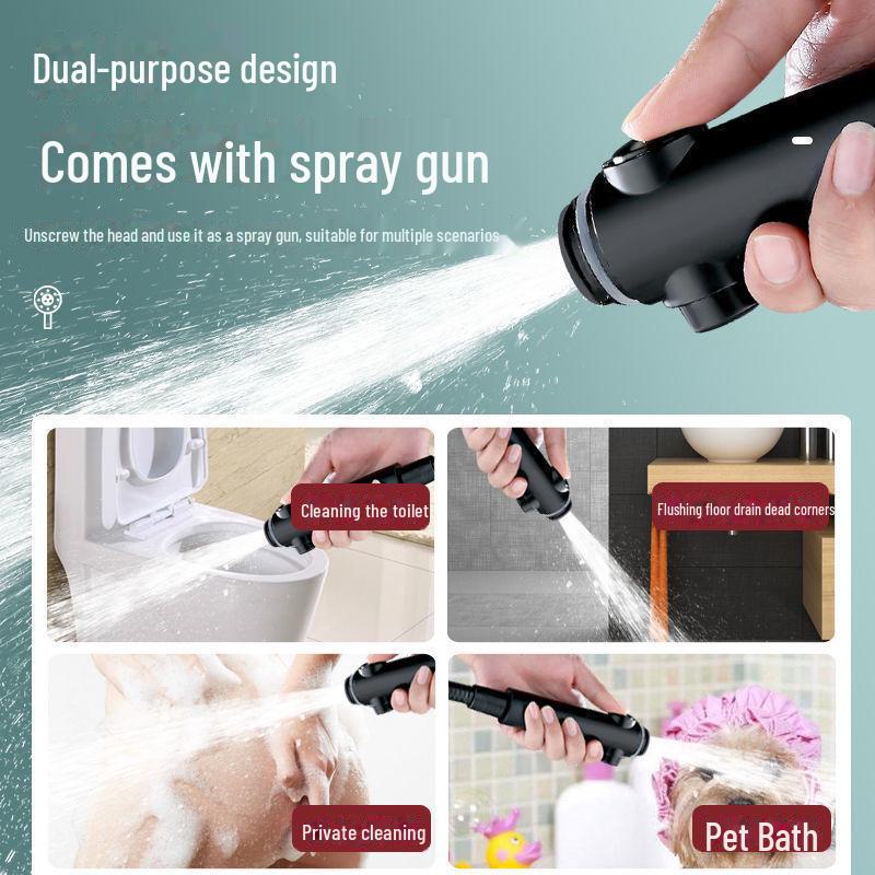 Black Warrior Multi-Function Adjustable Shower Set with Booster and Water-Stop Feature