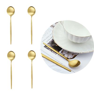 4Pcs Gold Matte Tee Löffel Besteck Edelstahl Kaffee Löffel Besteck Kleine Rühren Löffel Geschirr Küche Besteck