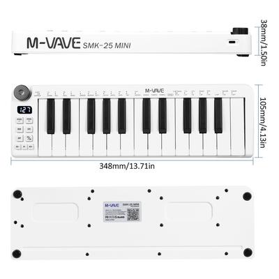 M-VAVE SMK-25mini MIDI klávesnice dobíjecí 25klávesová MIDI ovládací klávesnice mini přenosná USB