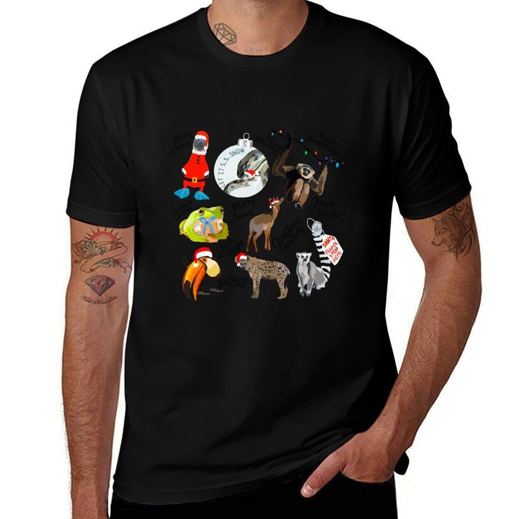 Merry Christmas Zoo TShirt Comfort Stretch Tee Shirt