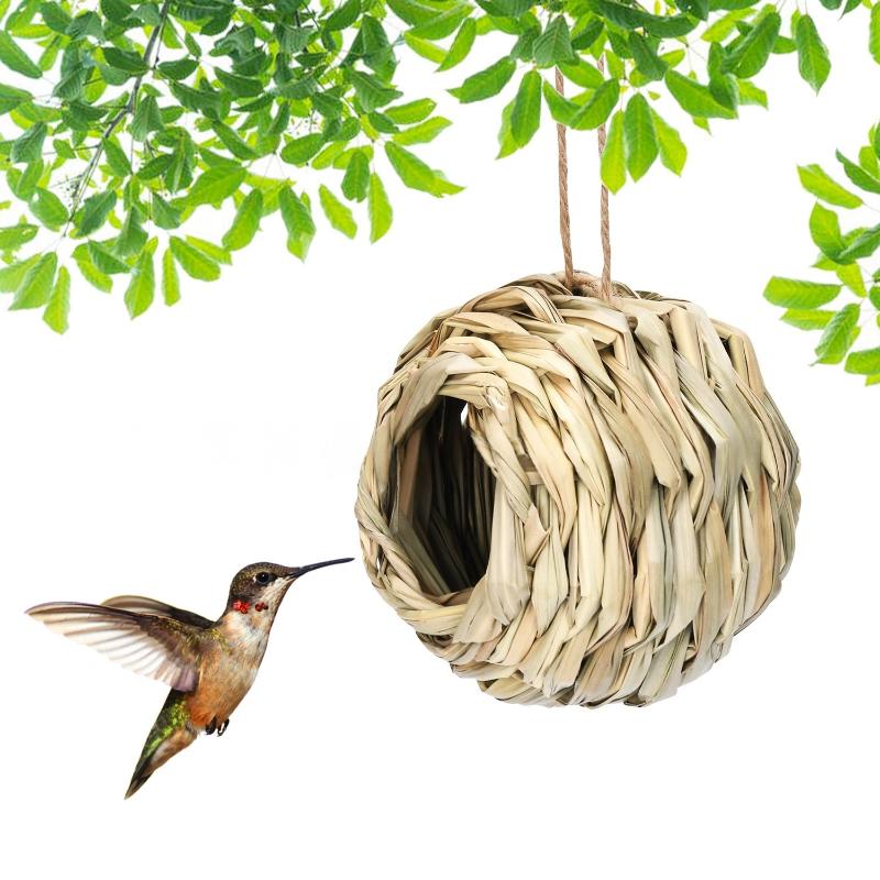 Vogelhaus Geflochten Dekorativ für Draußen Papageien Zuchthütte Natürliches Gras Vogel Schlafzimmer Kolibri Käfig Unterschlupf