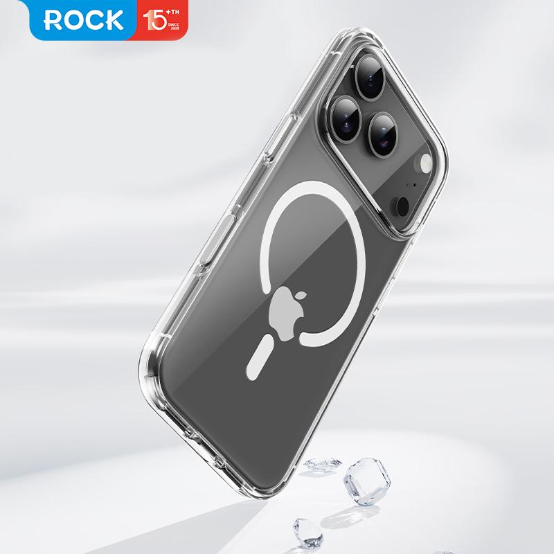 

For iPhone 17 Pro Max 17 Pro Case Rock Magnetic Crystal Clear PC+TPU Anti-Scratch Transparent Cover For Magsafe for iPhone17 iPhone17 Pro
