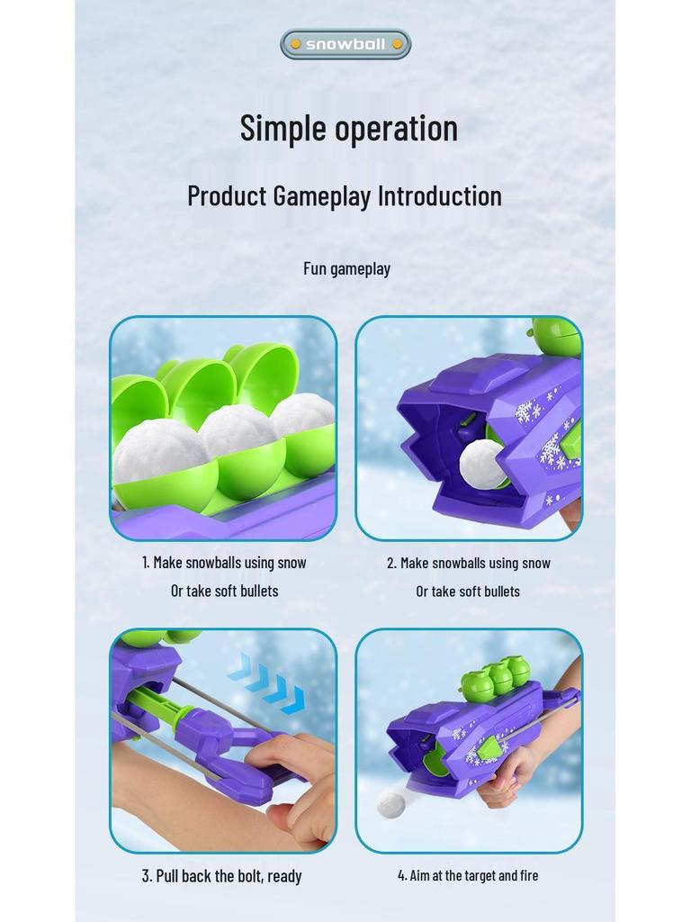 Children's Snowball Launcher - Winter Outdoor Play Snowball Thrower and Clip for Snowball Fights