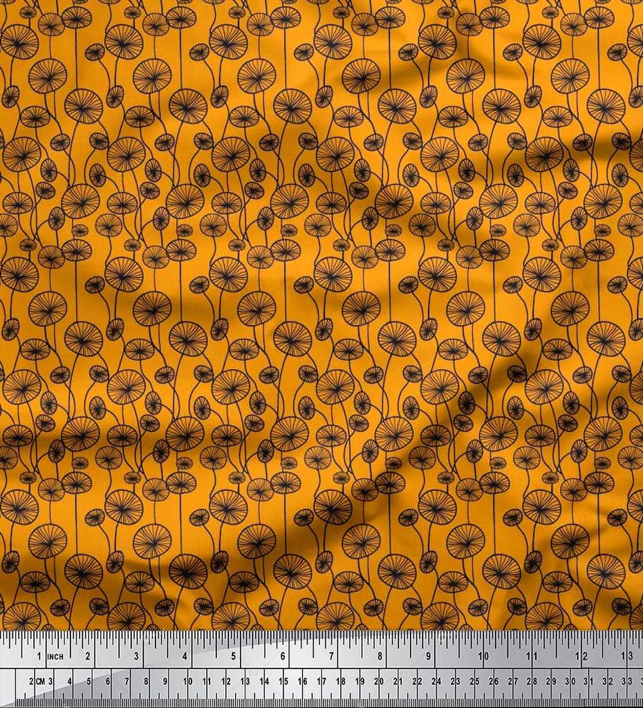 Soimoi Japan Crepe Satin Fabric Artistic Floral Decor Fabric Printed Metre 42 Inch