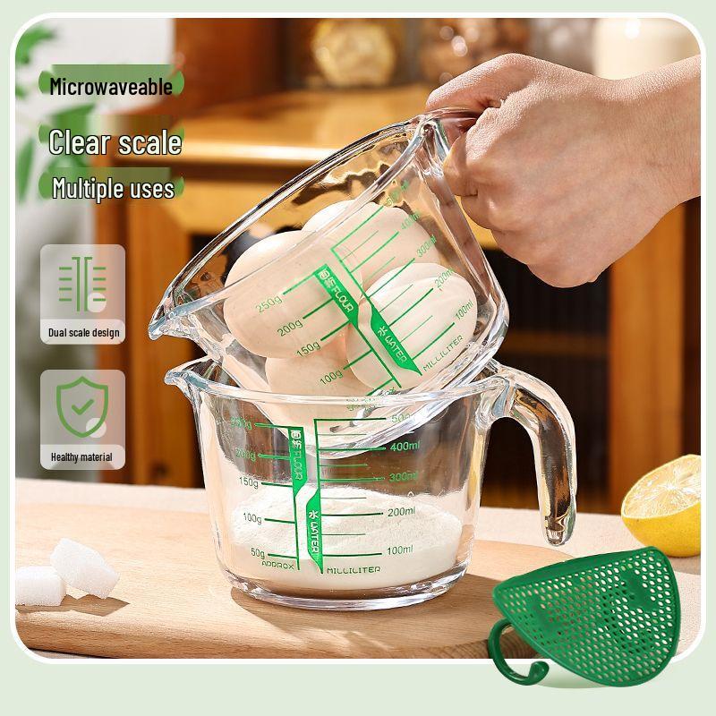 Large Capacity Heat-Resistant Glass Measuring Cup and Bowl