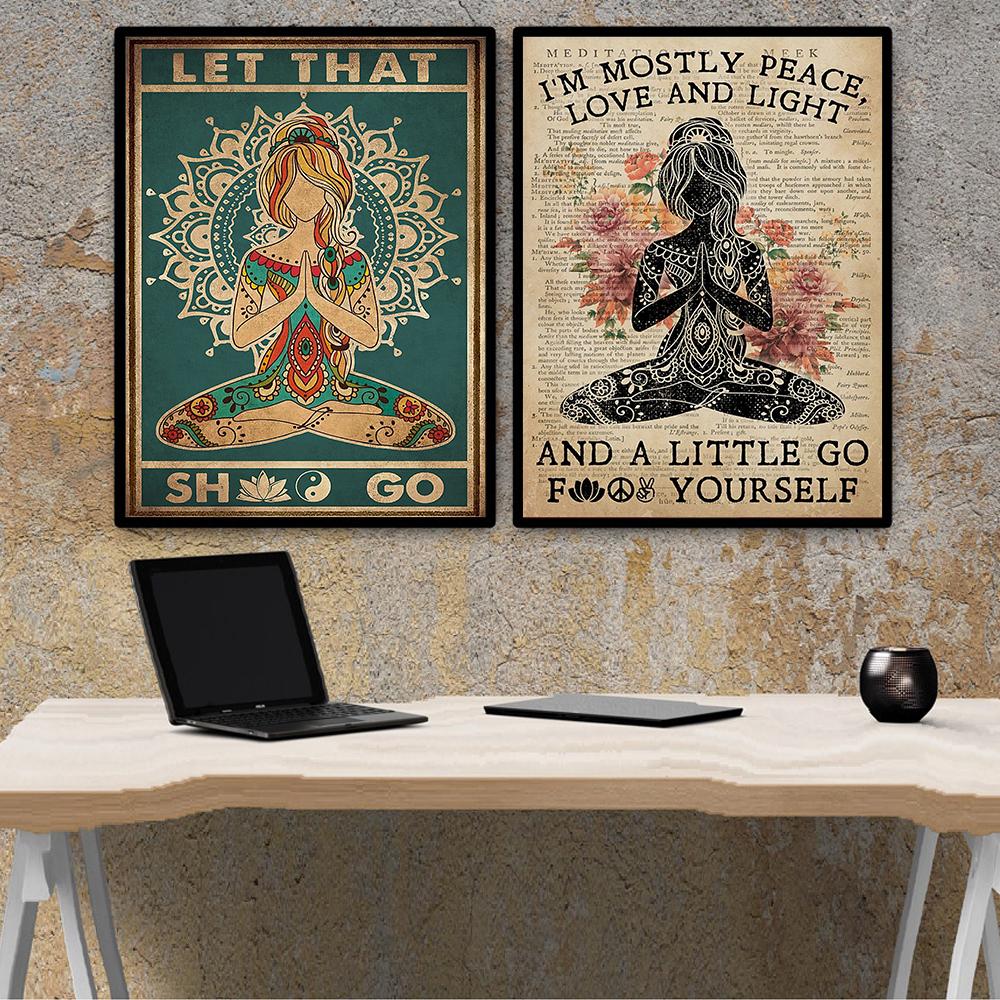 Abstraktes Buddha-Yoga-Meditationsgemälde auf Leinwand, motivierendes Zitat, Poster, Buddhismus, Drucke, Poster für Wohnzimmer, Heimdekoration