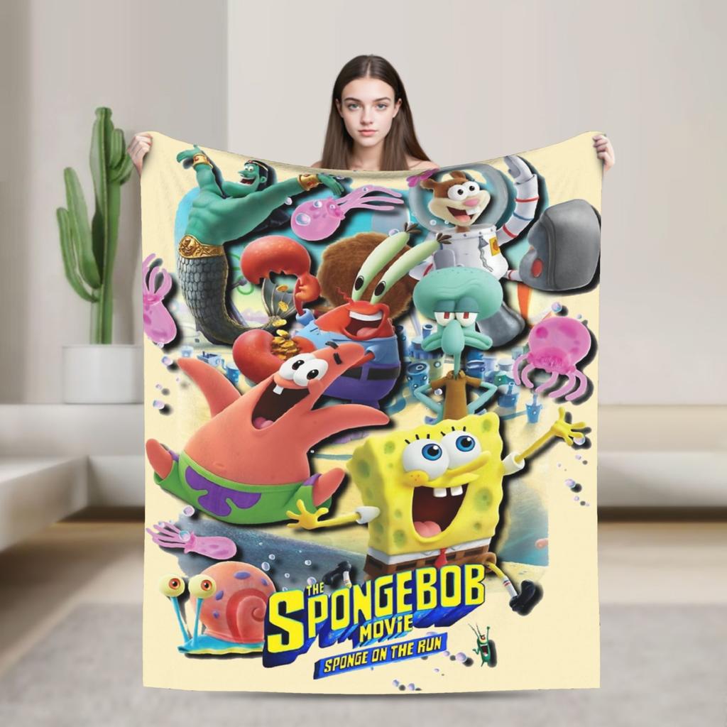 SpongeBob SquarePants Cartoon Blankets Fleece Lightweight Thin Throw Blanket for Bedroom Sofa Bed Rug