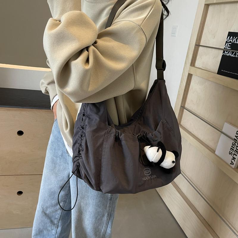 Student Class Pleated Shoulder Bag Large Capacity Women's Bag Crossbody Bag