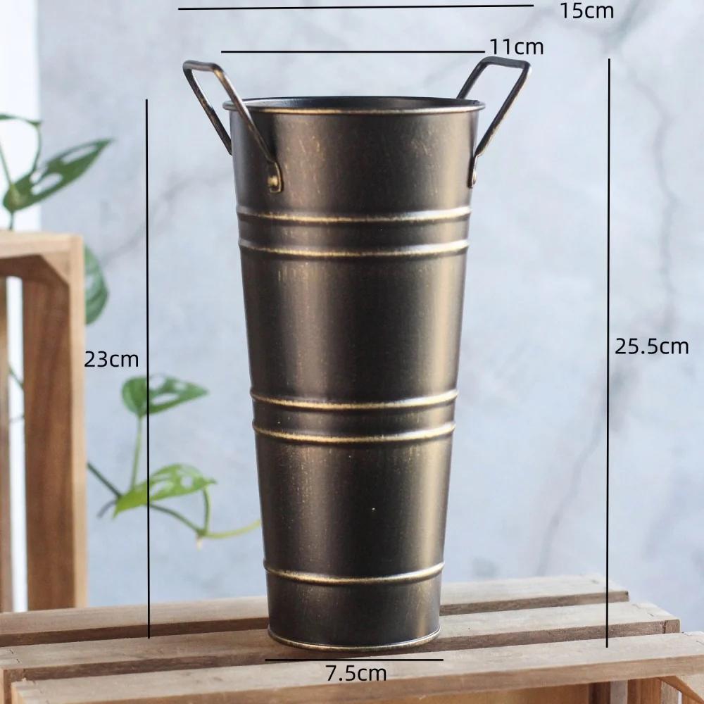 Galvanized Sheet Iron Vase Decor Dried Flowers Container Metal Vase for Home Decor Florists Display Flower Buckets