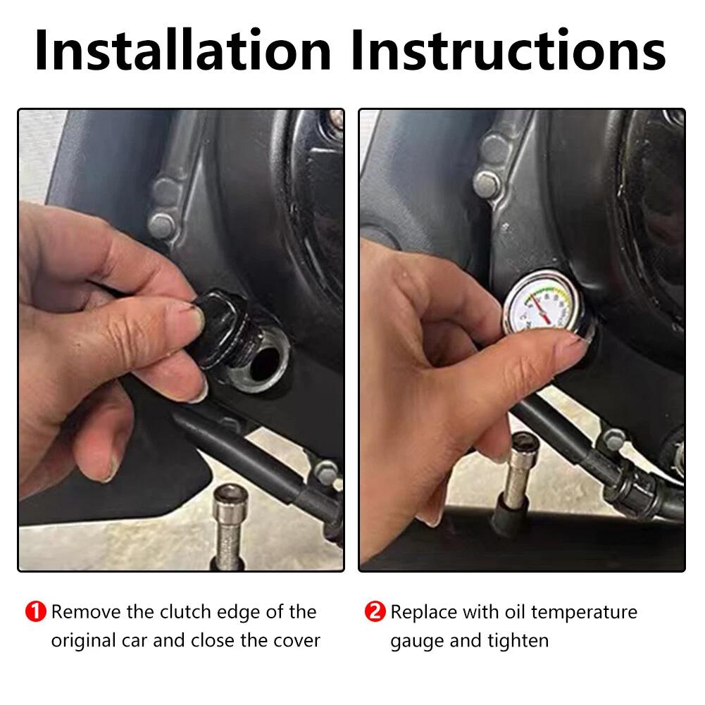 Motorcycle Fuel Tank Caps With Oil Temperature Gauge Pointers 0-200℃ Dial Black Meter Silver Gauge M20x1.5/M20x2.5 K9C9