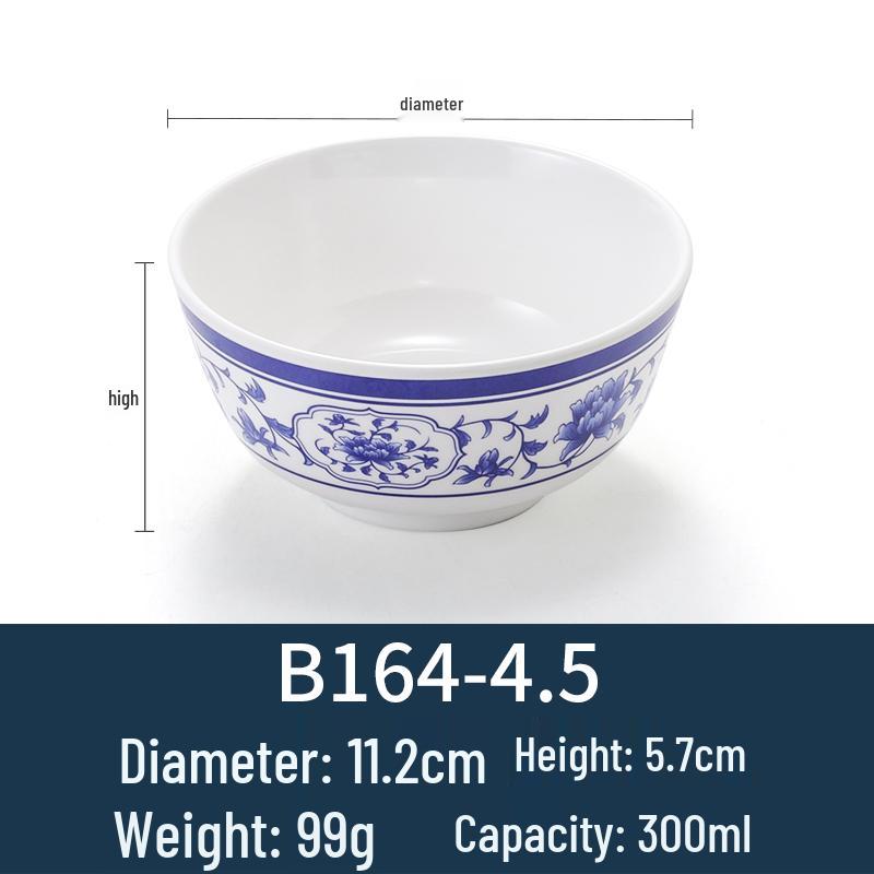 Melamine Blue & White Porcelain-Style Small Bowl for Seasoning, Rice, Porridge, Soup - Ideal for Hotels & Restaurants