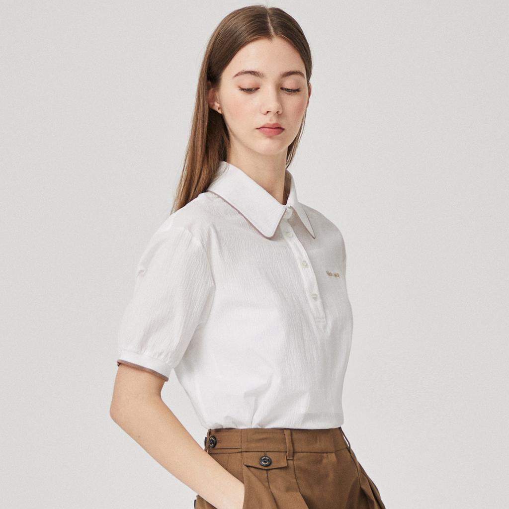 LIKK Color Line Texture Woven Short Sleeve T-Shirt (White)_L4B1-Ts02C