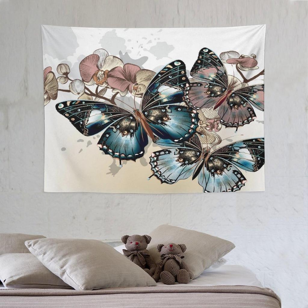 Traumschmetterling Wandteppich Lila Tuschemalerei Schmetterlinge Kinder Mädchen Wandteppiche Heimdekoration für Wohnzimmer Schlafzimmer