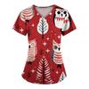 3D Snowman Print V-Neck Short Sleeve T-Shirt Women Men Casual Workwear Comfort Fit 2025