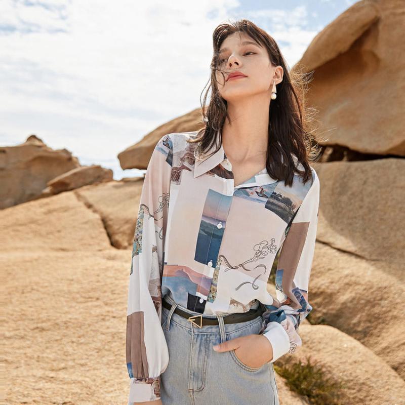 

Весенне-осенняя женская рубашка из шифона с дизайнерским смыслом, небольшое количество длинных рукавов, винтажный стиль, топ 2XL розовый