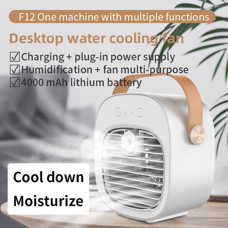 

F12 Water-Cooled Fan Hanheld Nano Spray Cooling Fan Mini Desktop Air Cooler White