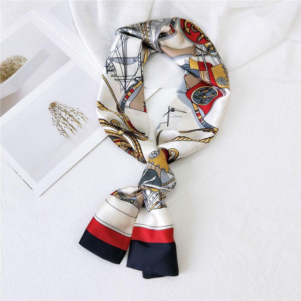 

Новые шарфы Шелковые шарфы Женские весенние и осенние длинные декоративные профессиональные шарфы Летние тонкие стили в сочетании с рубашками Стильные 14*145cm