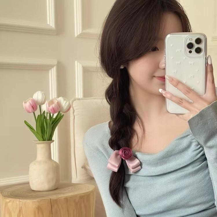 Haarspange Rose im koreanischen Stil - Schleife für Hinterkopf, Hochsteckfrisur oder Seitenpony