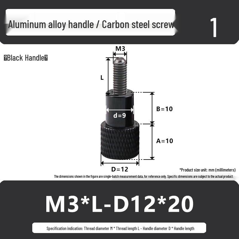 M3M4 Aluminum Alloy Hand-Tightening Flat Head Knurled Adjustment Screw Bolt