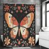 Schmetterling Floral Duschvorhang, Badezimmer Dekorativer Duschvorhang, Wasserdichter Duschvorhang mit Haken