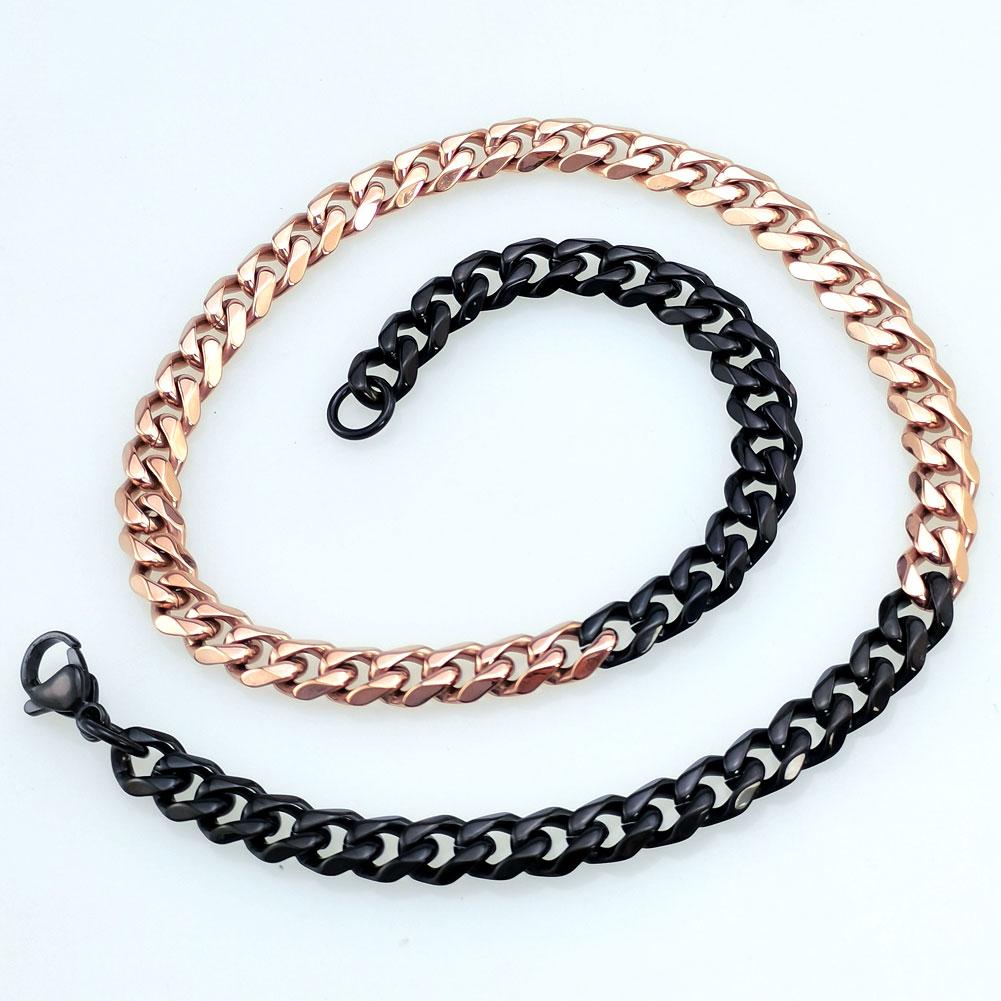 New 316L Stainless Steel Black and Rose Dual Hip Hop Necklace Jewelry