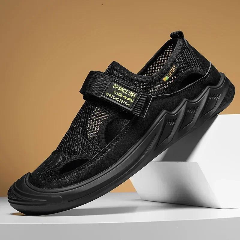 Luxury Brand Men's Shoes Luxury Designer Sneakers Black Shoes Men Tennis Outdoor Non-slip Casual Beach Shoes Men Baotou Sandals