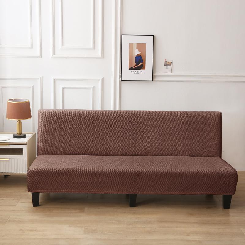 Jacquard Sofa Bed Cover High-quality Polar Fleece Fabric Armless Sofa Bed Cover Without Armrest For Living Room Stretch Folding