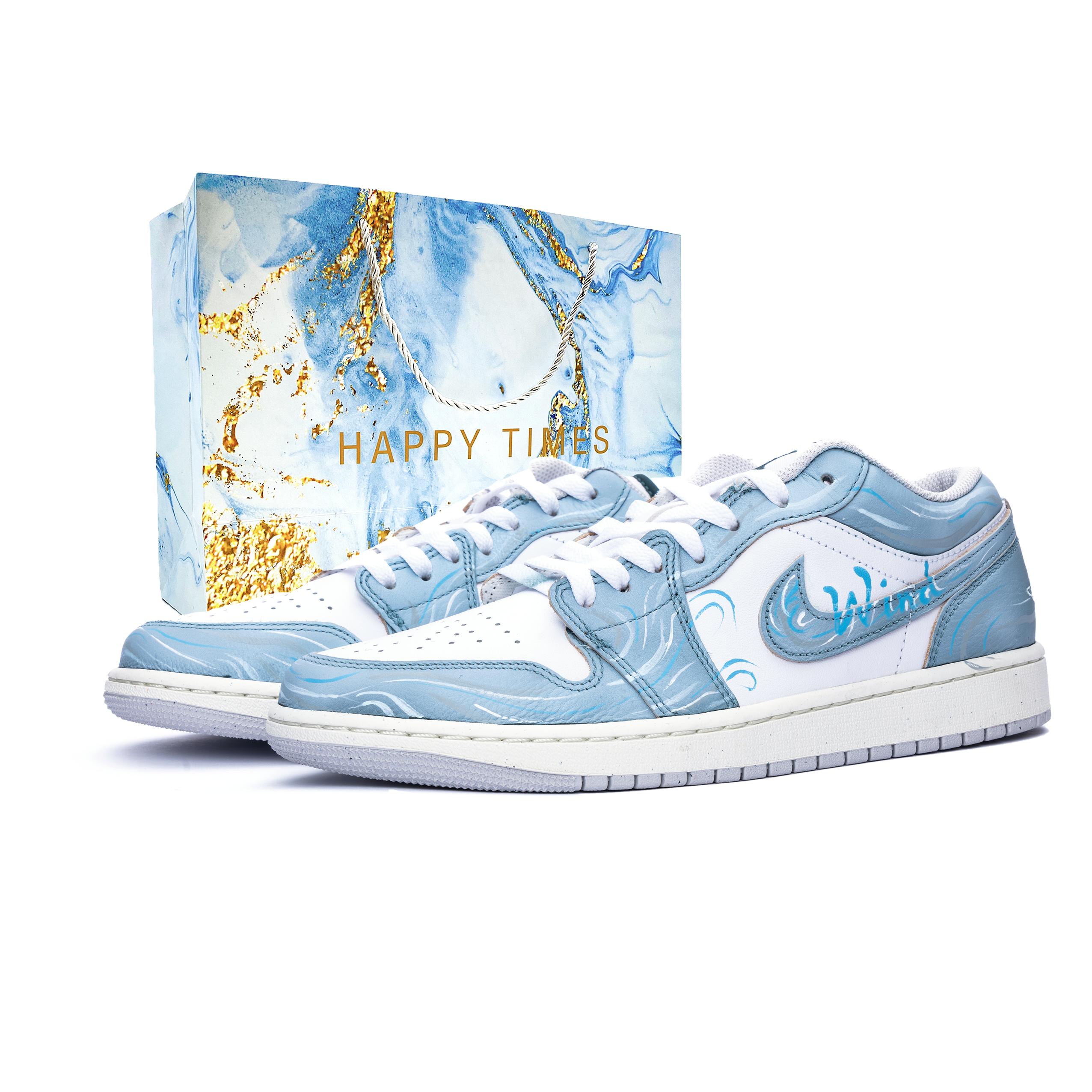 

Jordan Air Jordan 1 Cushioning Abrasion Resistant Low top Vintage Basketball Shoes Unisex Blue FQ7687-300(Team1326-XBOX) 36.5