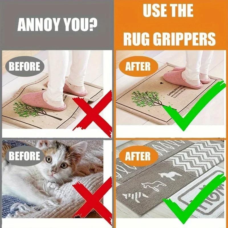 Carpet Anti Slip Sticker- Anti Curling Carpet Tape Non-Slip Area Keeps Your Rug In Place and Makes Corners Flat for Corners