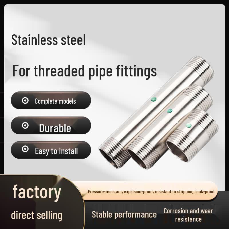 Chai Ba Stainless Steel External Thread Pipe Extension Connector DN25 (1 Inch), 30cm Length