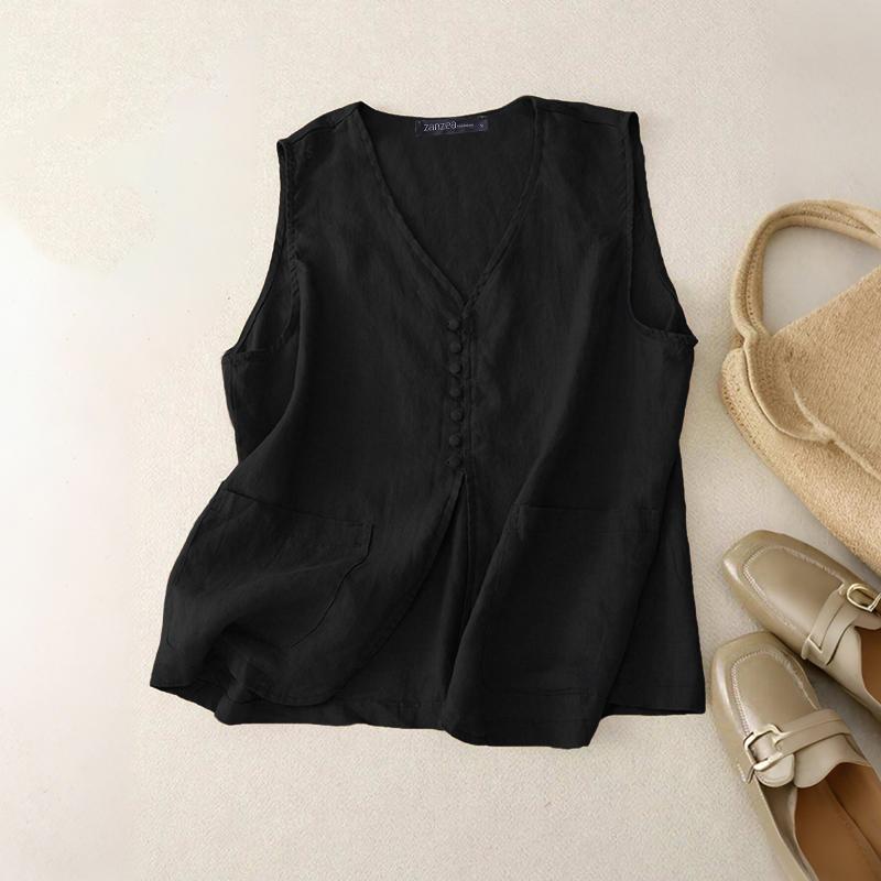 ZANZEA Women Summer V-Neck Casual Sleeveless Tank Tops