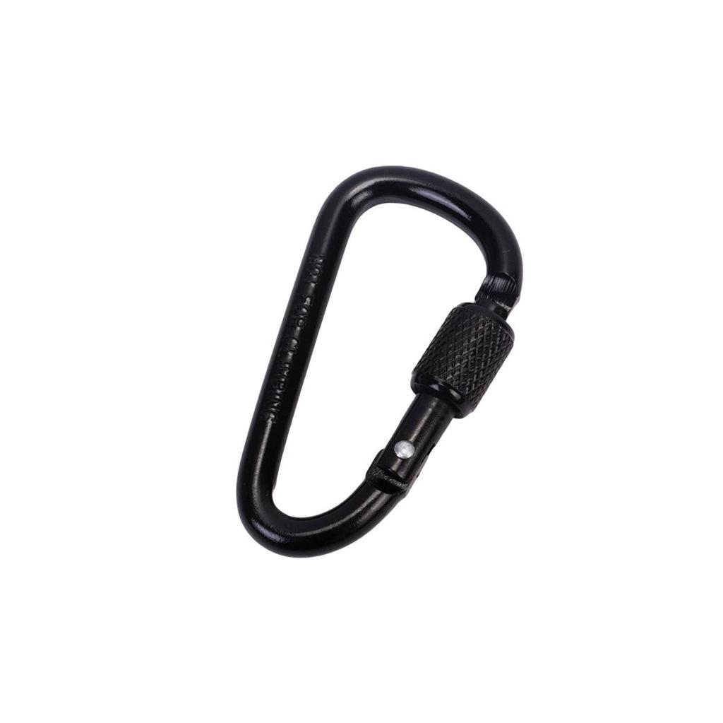 D-Shaped Locking Aluminum Carabiner No. 6 with Keyring for Backpack and Rope