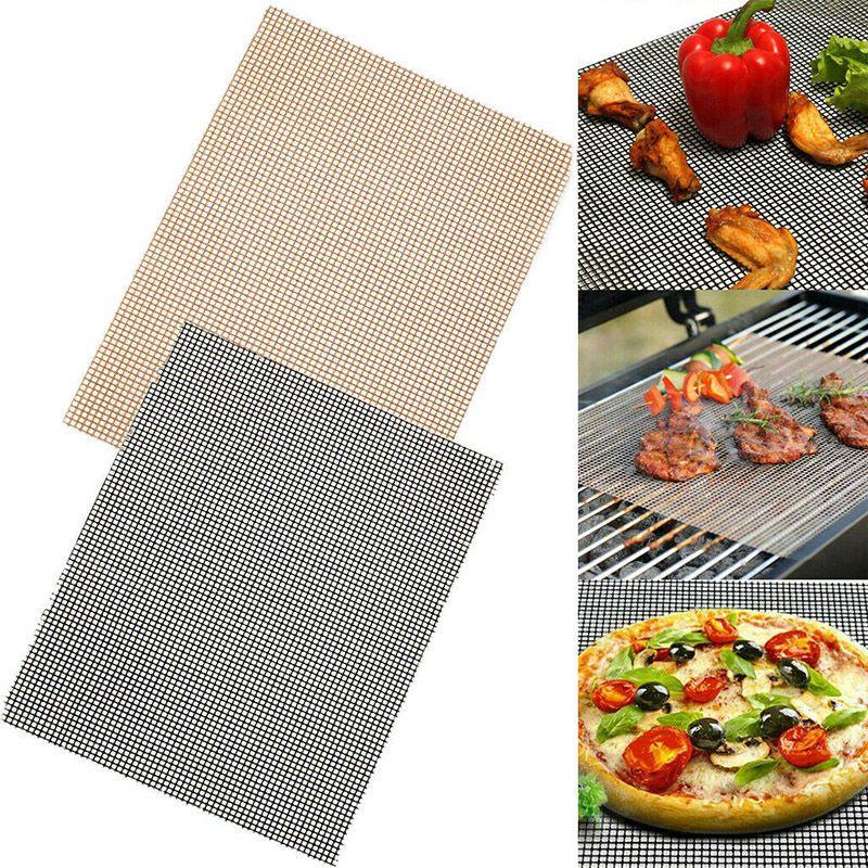 Bbq Grill Mat Mesh 2 Pcs Non Stick Teflon Cooking Grilling Sheet Liner Fish New