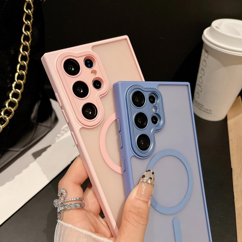 Suitable for Samsung S25ultra Skin Sensitive Magnetic Suction Mobile Phone Case S24plus Matte S23 Lens Film Full Inclusive Protective Case