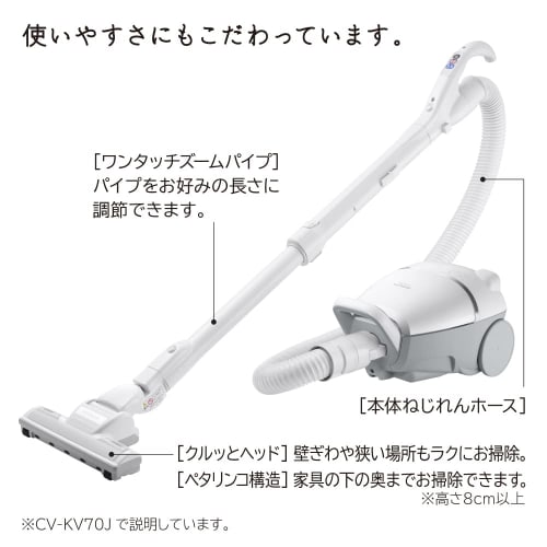 Hitachi Vacuum Cleaner Karupak Paper Pack Type Cleaner CV-KV70J W White Made in Japan Small and lightweight body Strong power 600W Head fully washable
