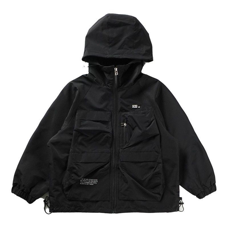 Podzim Jaro Kontrastní barva Zip Cardigan Velká velikost Teenager Chlapci Kabáty Ležérní Outdoor Mikina s kapucí Dětská Dětská Větrovka Bunda