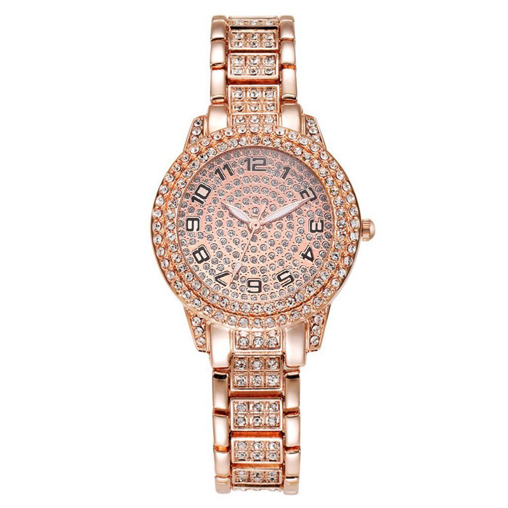 New Ladies  Fashion Casual Rhinestone Quartz Wristwatch with Digital Face