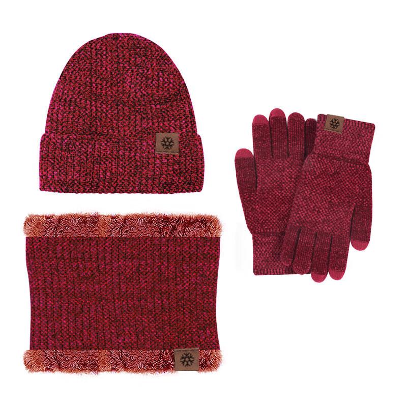 

Винно-красный Зимний Теплый Набор из Шапки, Шарфа и Перчаток, 3 предмета One Size