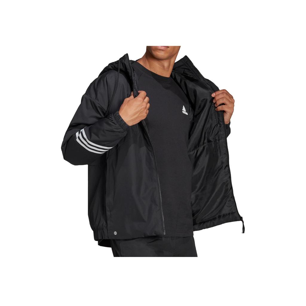 Adidas Color Block Logo Print Hooded Long Sleeve Cotton Jacket Men Jackets Black H50969