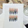Handmade Press On Nail French High-end Blue Sparkling 3D Diamond Light Luxury Long Stiletto Fake Nail Patch Artificial Nail Reusable