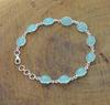 Solid 925 Sterling Silver Aqua Chalcedony Oval Gemstone Tennis Bracelet Charm Jewelry