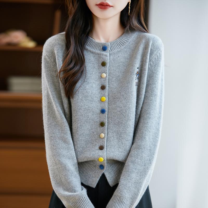 

Женский кардиган Qinghe Cashmere из 30% кашемира - Мягкий и теплый свитер из шерстяной смеси L кадет серый