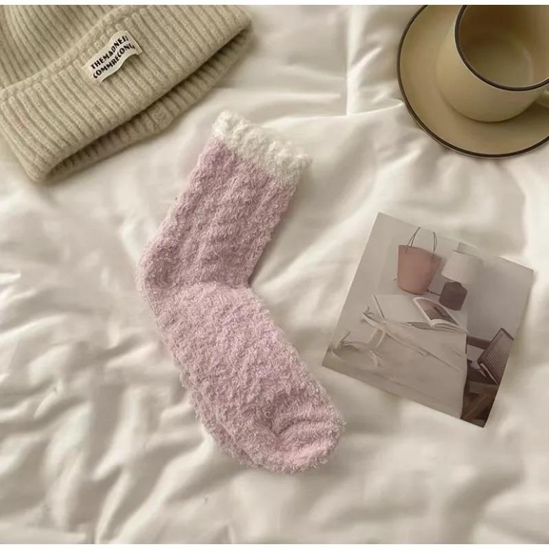 Vintervarme Fluffy Fuzzy Sokker Tykke Termisk Myk Kawaii Kaldmotstand Sokker Coral Fleece Gulv Sovestrømpe