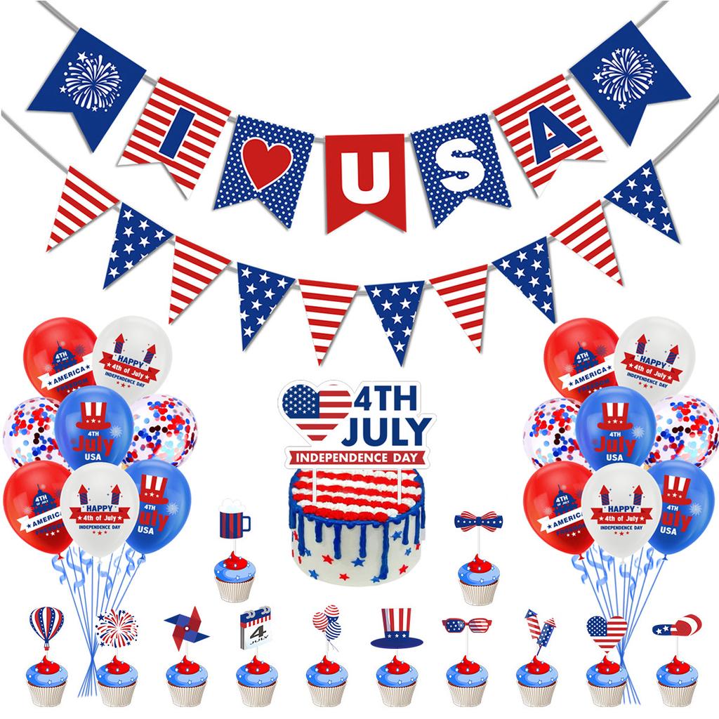 Independence Day Party Decoration Memorial Day Red Blue And White Flag Balloon Cover