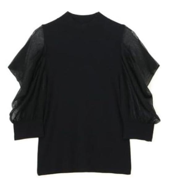 Natural Beauty Basic Draped Sleeve Slit Knit Black Women's Sweater,