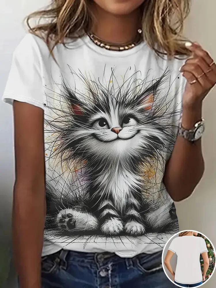 Kreativní Zábavné 3D Tištěné Tričko s Módním Neutrálním Roztomilým Harajuku Stylem Ležérní Krátký Rukáv